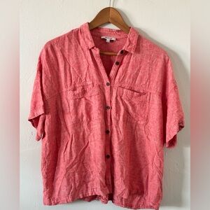 Madewell Red Heathered Boxy Button-Up Top Women’s Size Large